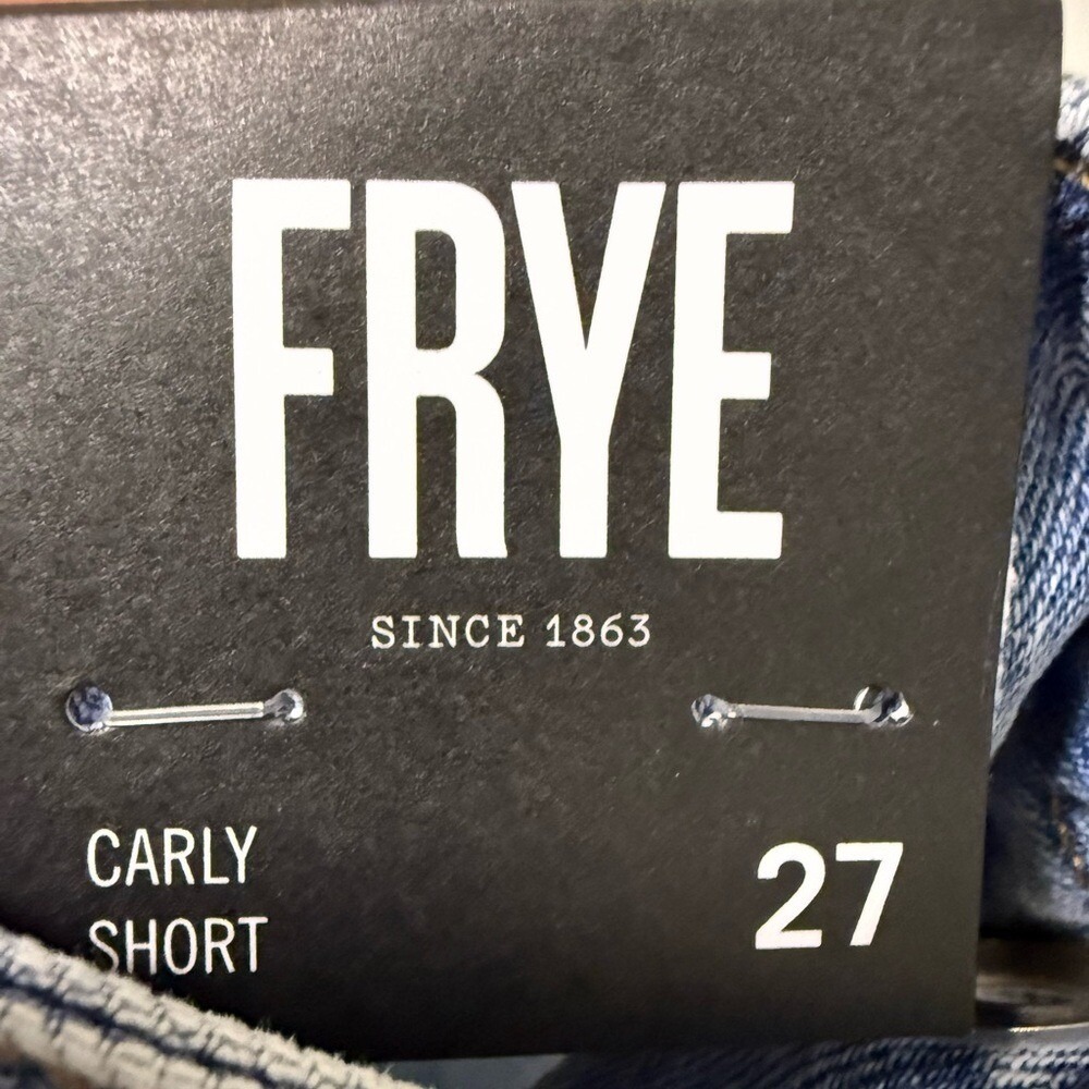 Frye Carly High Rise Relaxed Denim Shorts Meadow Wash Grommet Tie Size 27 NEW - Picture 8 of 9